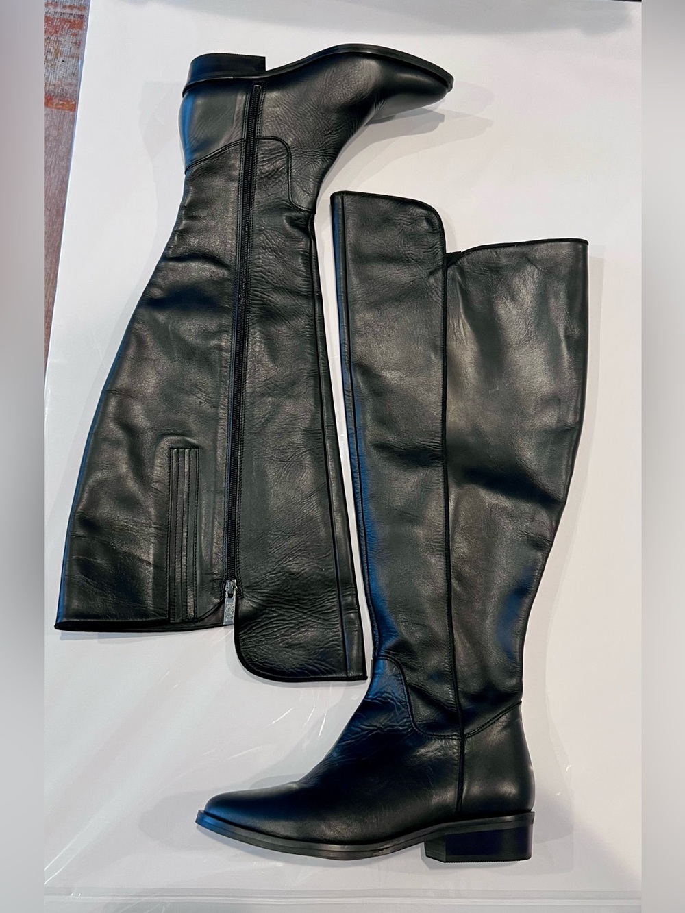 NWT Ted&Muffy Black Leather Over-the-Knee Wide Calf Riding Boots